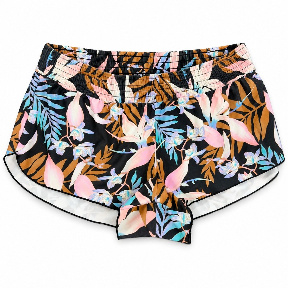 Billabong Womens Floral Dolphin Shorts Black‎ Multicolor Beach Size Medium